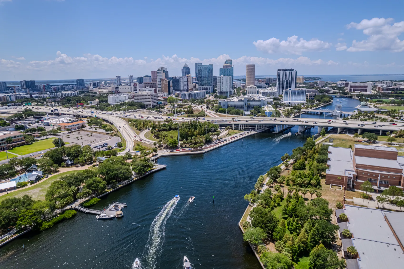 Aerial view of downtown Tampa and the Hillsborough River