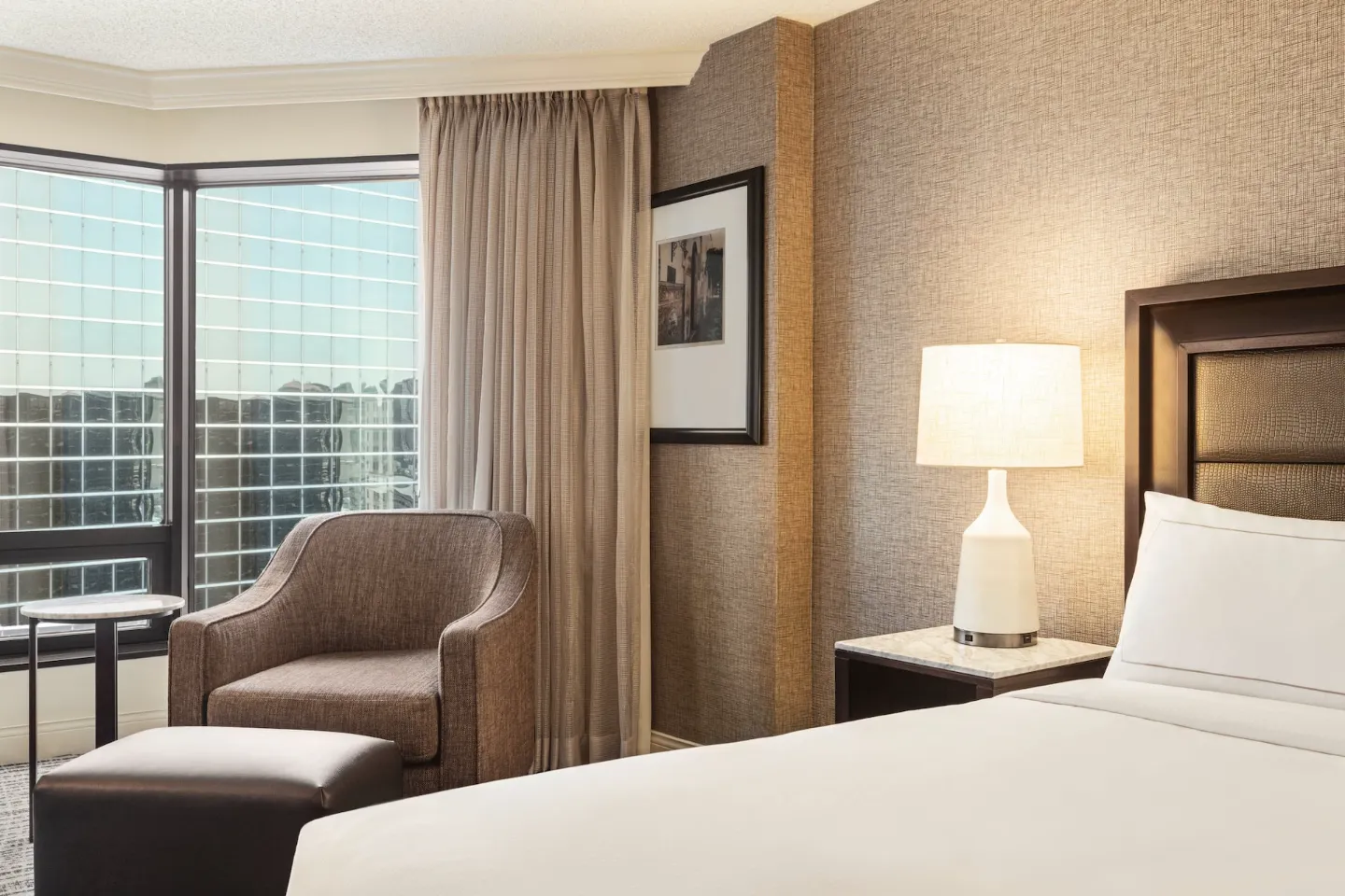 Guest room with a view of downtown Tampa