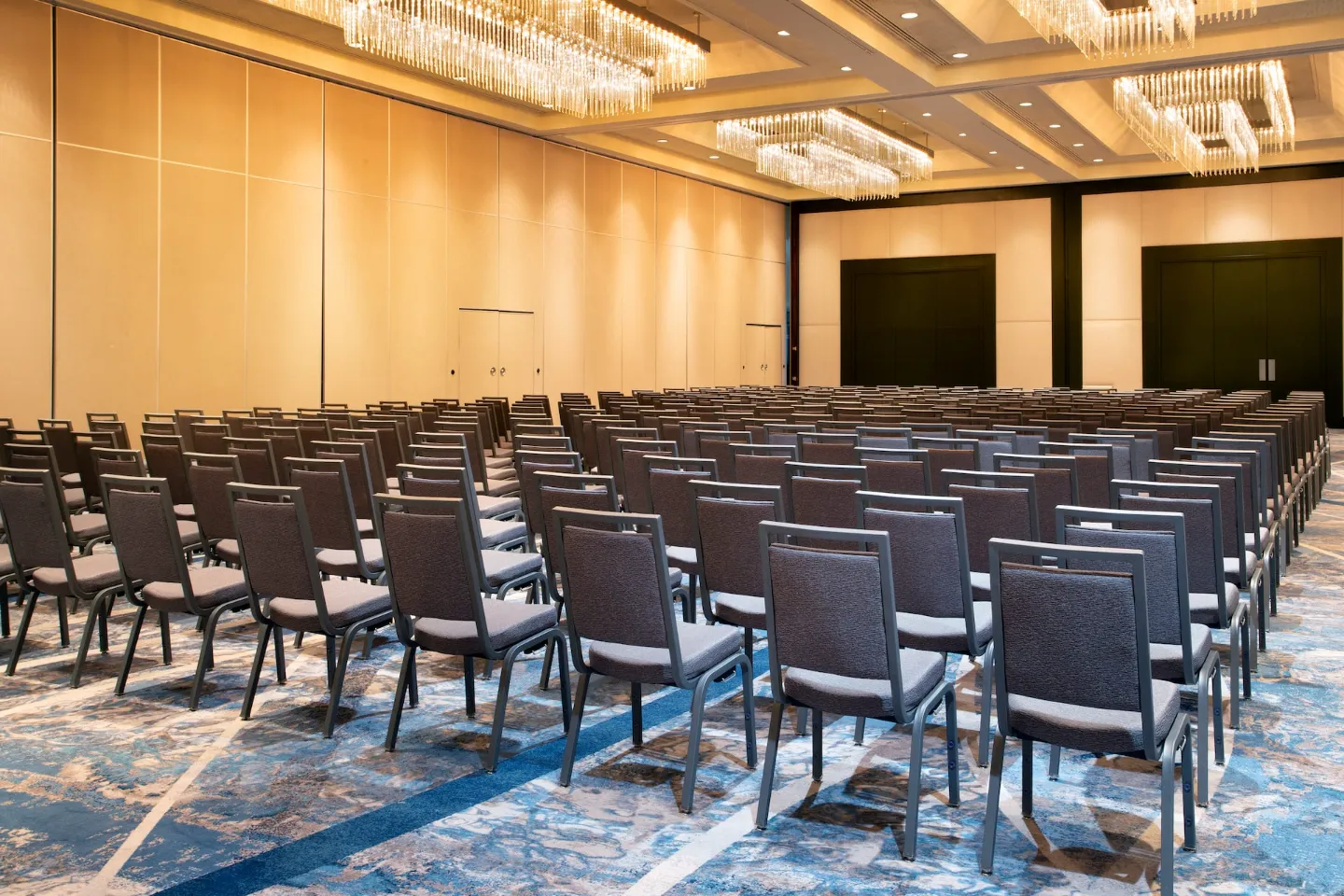 Ballroom set theater-style for a plenary session